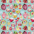 Vintage Ornaments Turquoise Multi Cotton 44"/45" Fabric Per Yard