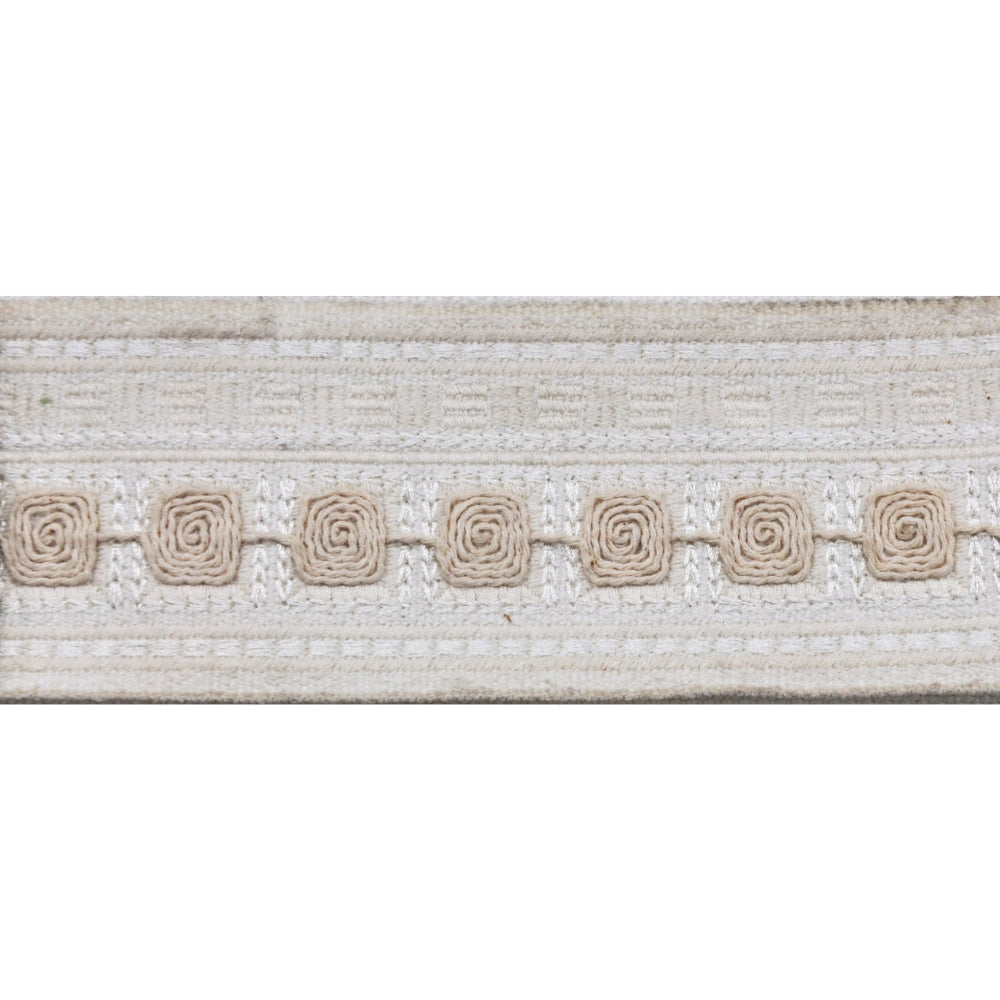 2 1/4-inch Decorative Embroidered Woven Trim Tape – Modern Crochet Square–  5 Yard Roll | Style BR-7567