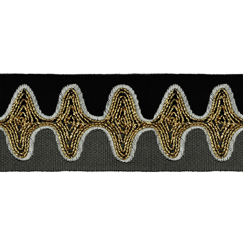 2-inch Decorative Bose Waves Embroidered Trim Tape  – 5 Yard Roll | Style BR-7533