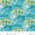 Turquoise/Green Kaleidoscope Stained Glass Cotton Wideback Fabric Per Yard