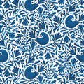Navy Isla Birds and Branches Cotton 44/45 Fabric Per Yard