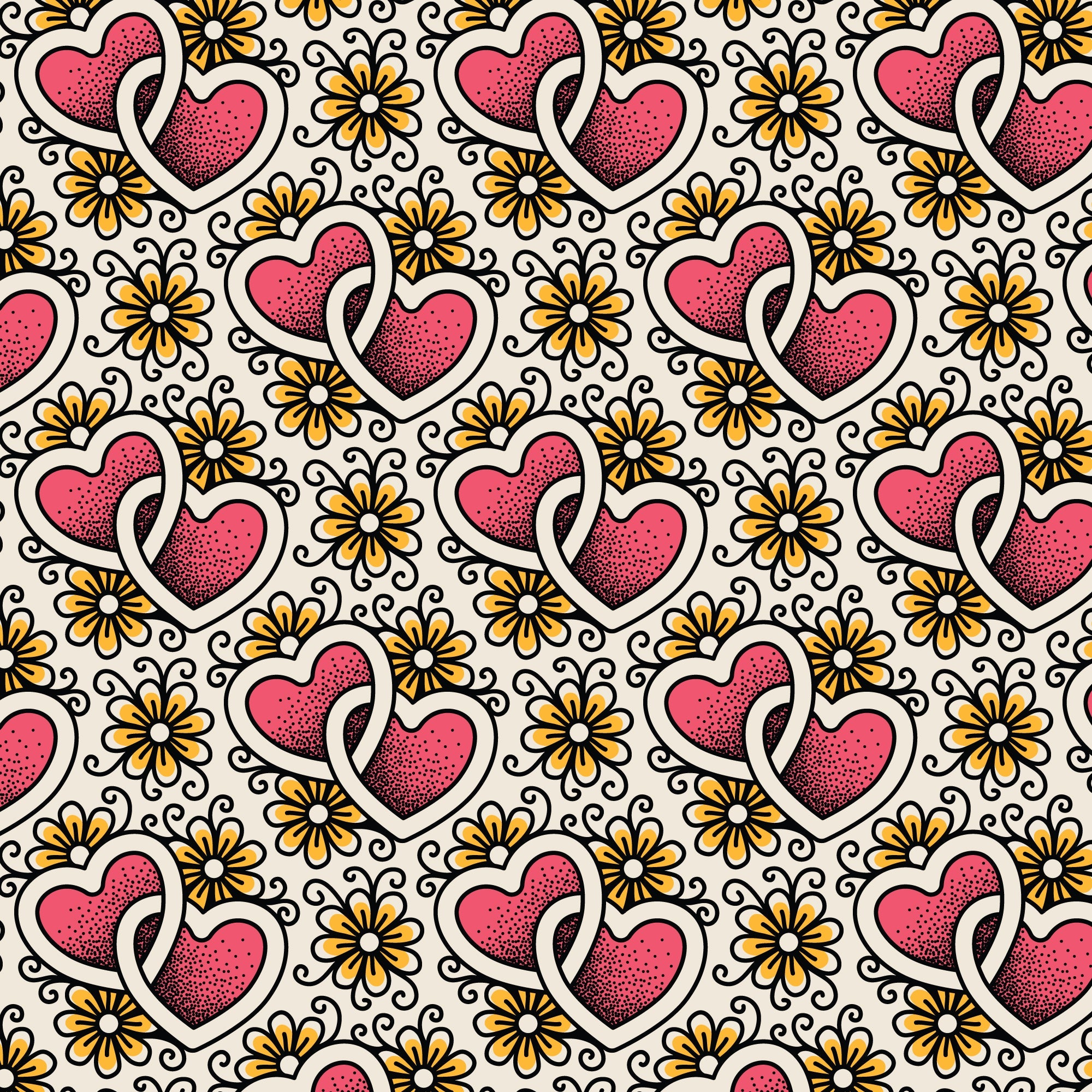 Joined Hearts Love Ink 3385 Cotton 44/45 Fabric Per Yard