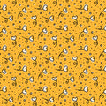 Yellow Heart Blossoms Love Ink 3384 Cotton 44/45 Fabric Per Yard