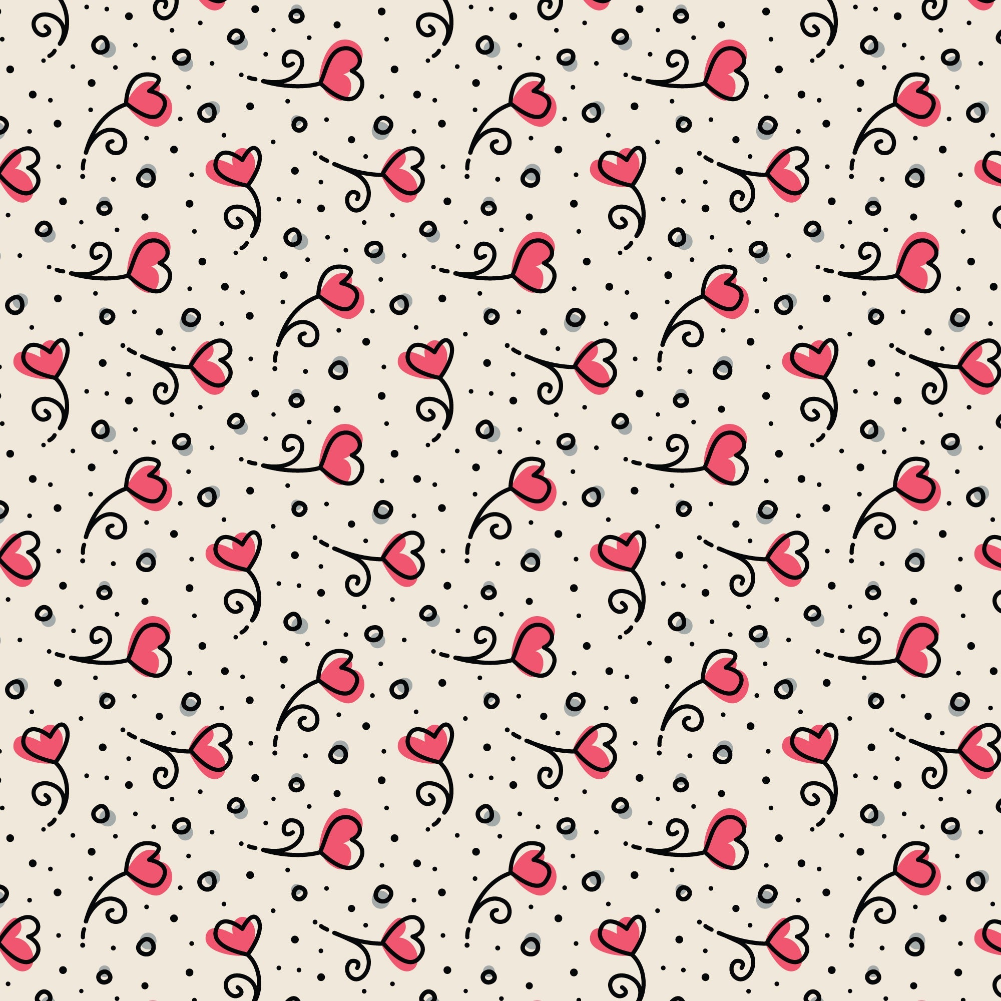 Pink Heart Blossoms Love Ink 3384 Cotton 44/45 Fabric Per Yard