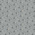 Gray Heart Blossoms Love Ink 3384 Cotton 44/45 Fabric Per Yard
