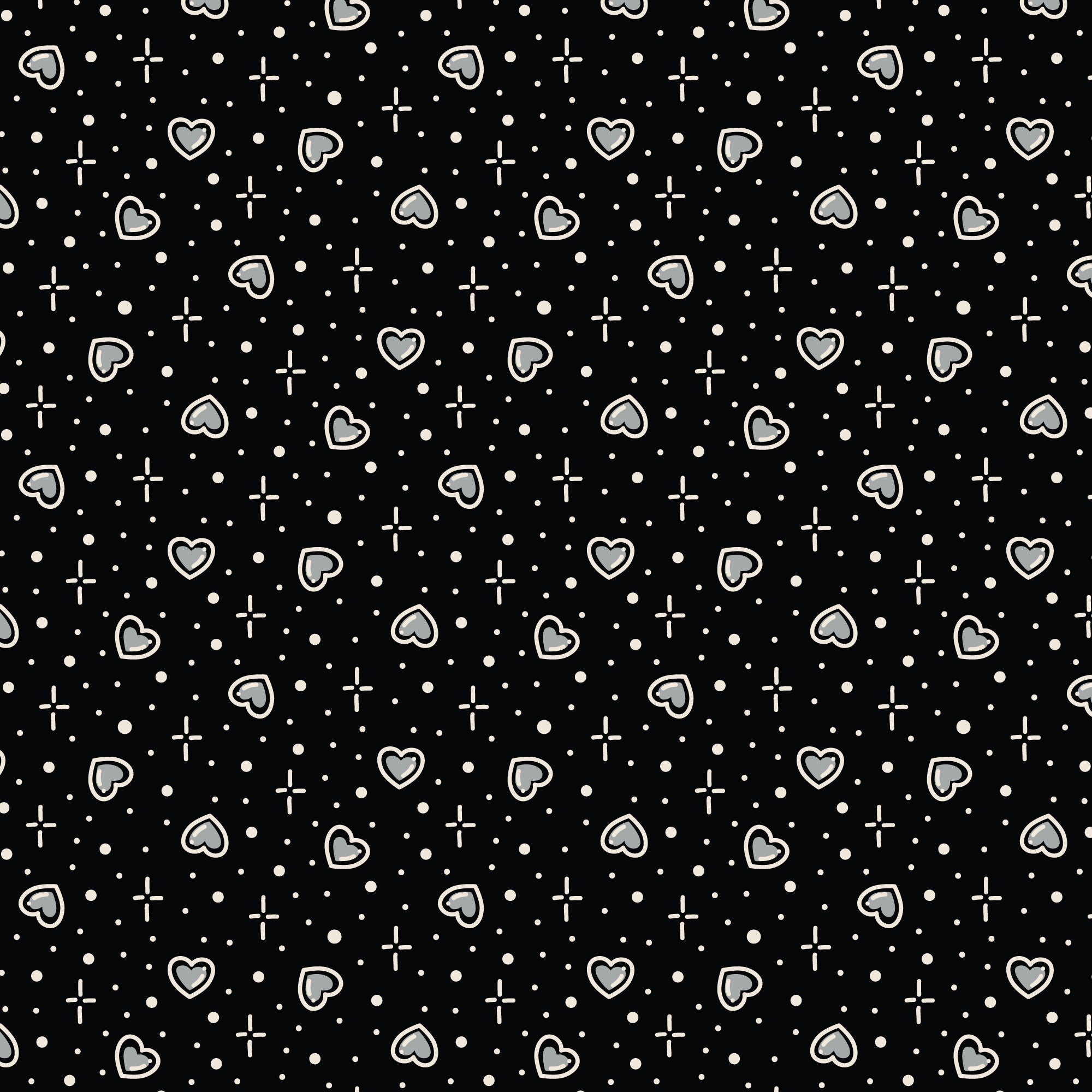 Black Hearts Love Ink 3388 Cotton 44/45 Fabric Per Yard