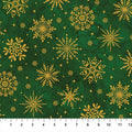 O' Christmas Tree Shimmer Snowflakes Green Multi 44"/45" Cotton Fabric Per Yard