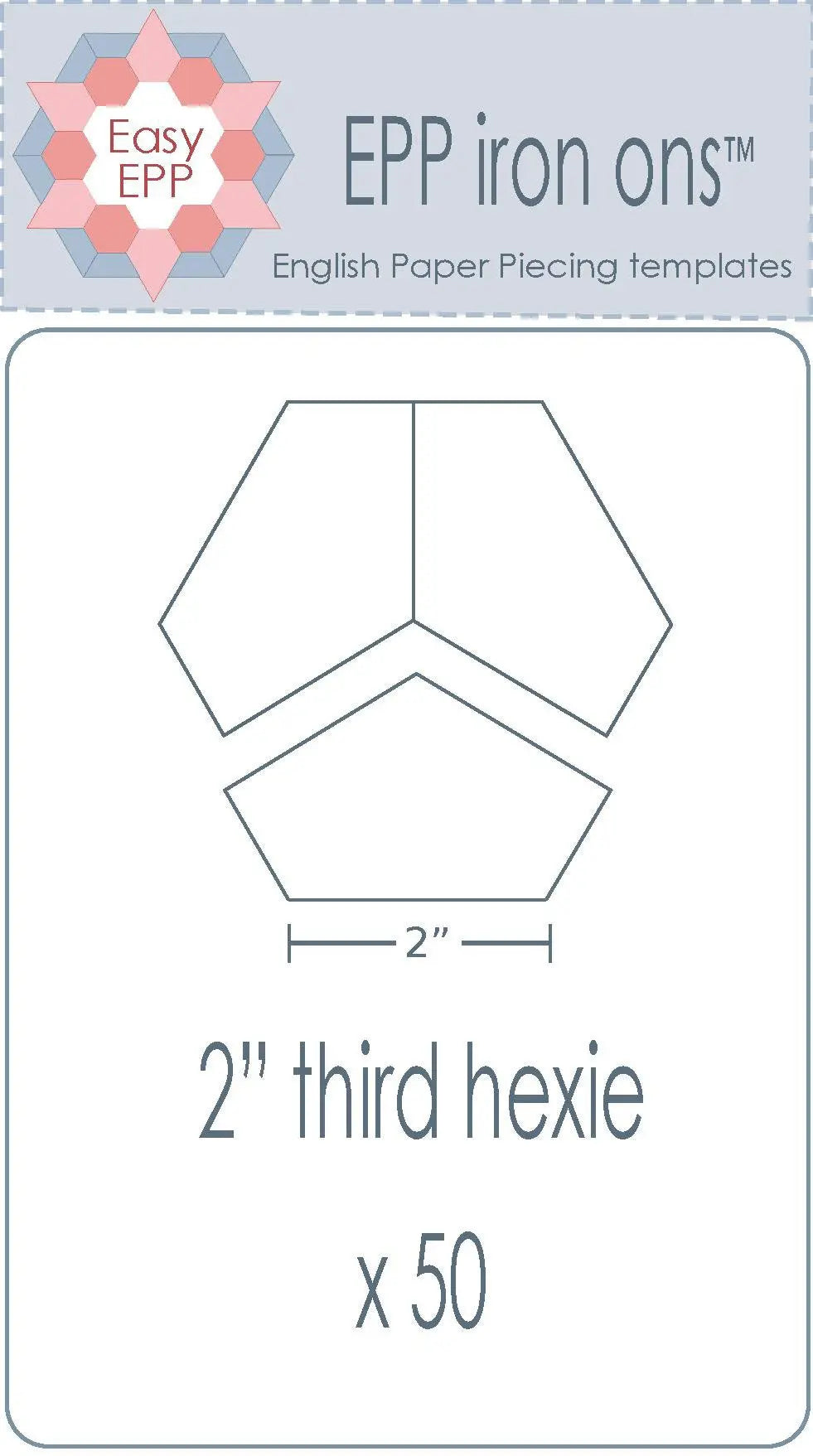 2in third Hexagon EPP Iron-On x 50