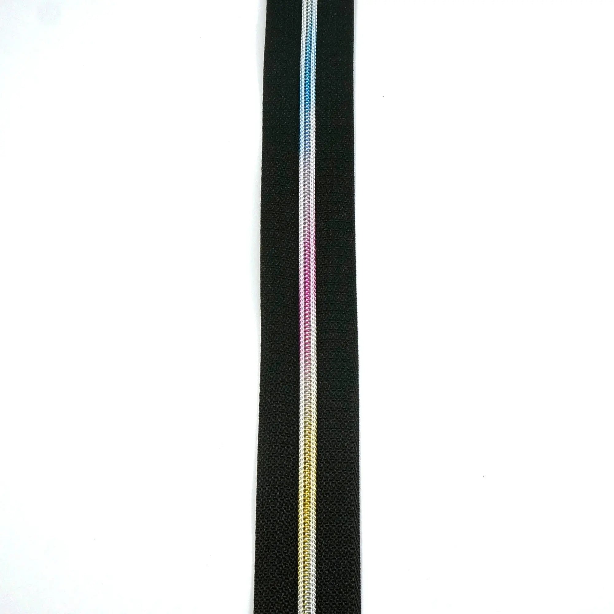#3 Emmaline Zippers-by-the-Yard 3yds Black Rainbow Teeth