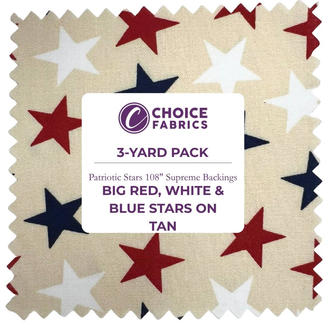 108" 3-Yard Package - Patriotic Stars 108" Supreme Backings - Large Stars on Cream