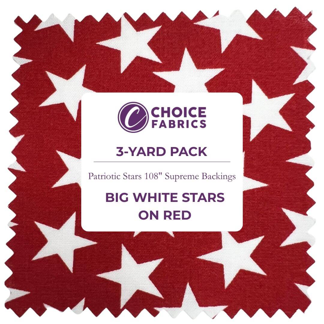 108" 3-Yard Package - Patriotic Stars 108" Supreme Backings - Large White Stars on Red