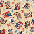 American Country American Cowboy Tan 44"/45" Cotton Fabric Per Yard