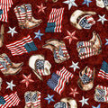 American Country American Cowboy Brick 44"/45" Cotton Fabric Per Yard