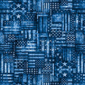 American Country Flag Patchwork Blue 44"/45" Cotton Fabric Per Yard