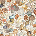 NAUTICUS SHELLS CREAM 44"/45" Fabric Per Yard