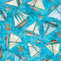 NAUTICUS SHIPS TOSS BLUE 44"/45" Fabric Per Yard