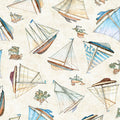 NAUTICUS SHIPS TOSS CREAM 44"/45" Fabric Per Yard
