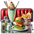 50s Diner Fabric Panel 12