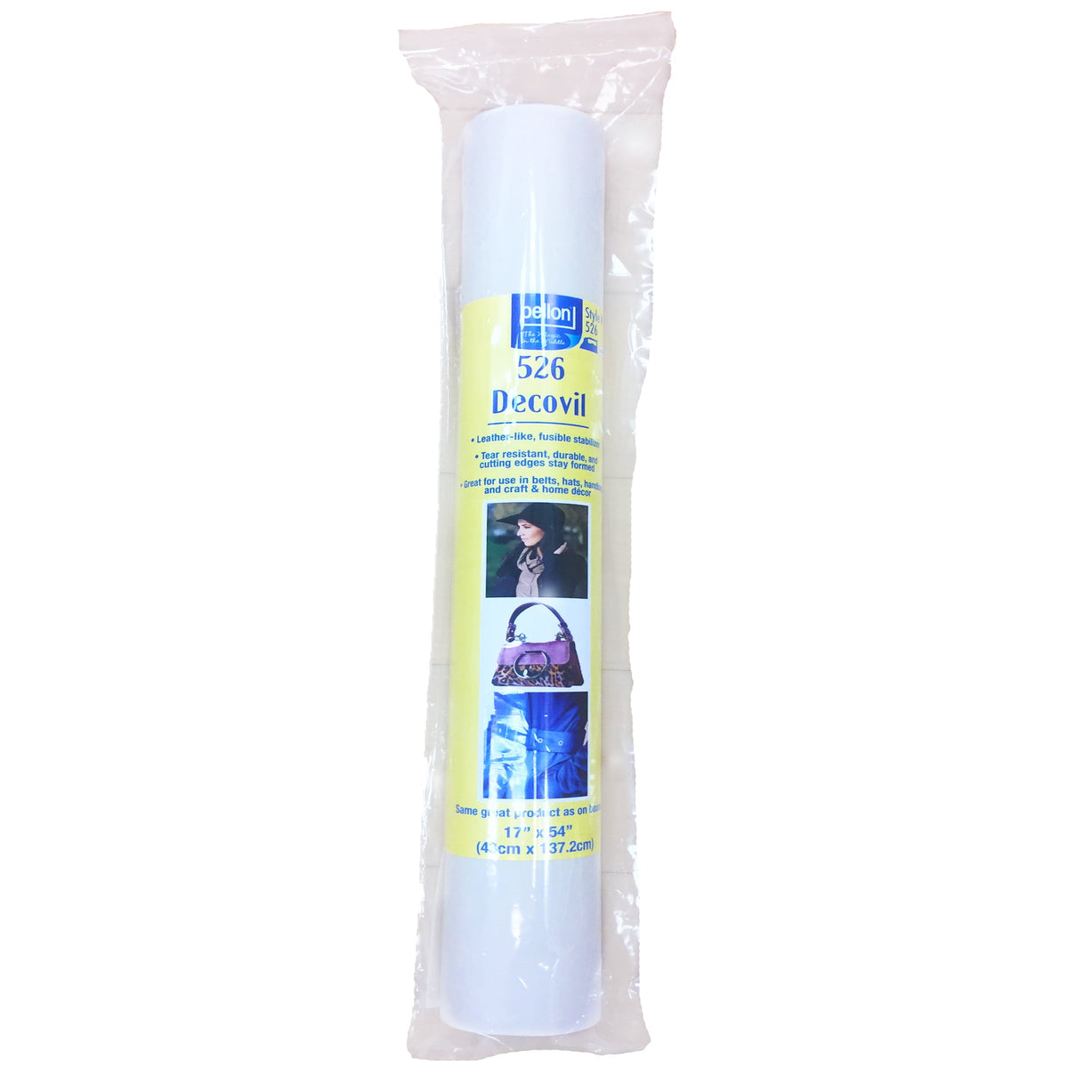 Pellon® 526 One-Sided Fusible Decovil Stabilizer 17" x 54" Package. Color: Beige.
