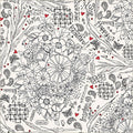 White Blooming Doodles 108" Cotton Fabric Per Yard