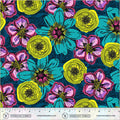 Winding Road Flower Fields Teal Cotton 44"/45" Fabric Per Yard