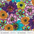 Winding Road Flower Fields White Cotton Wideback Fabric per yard