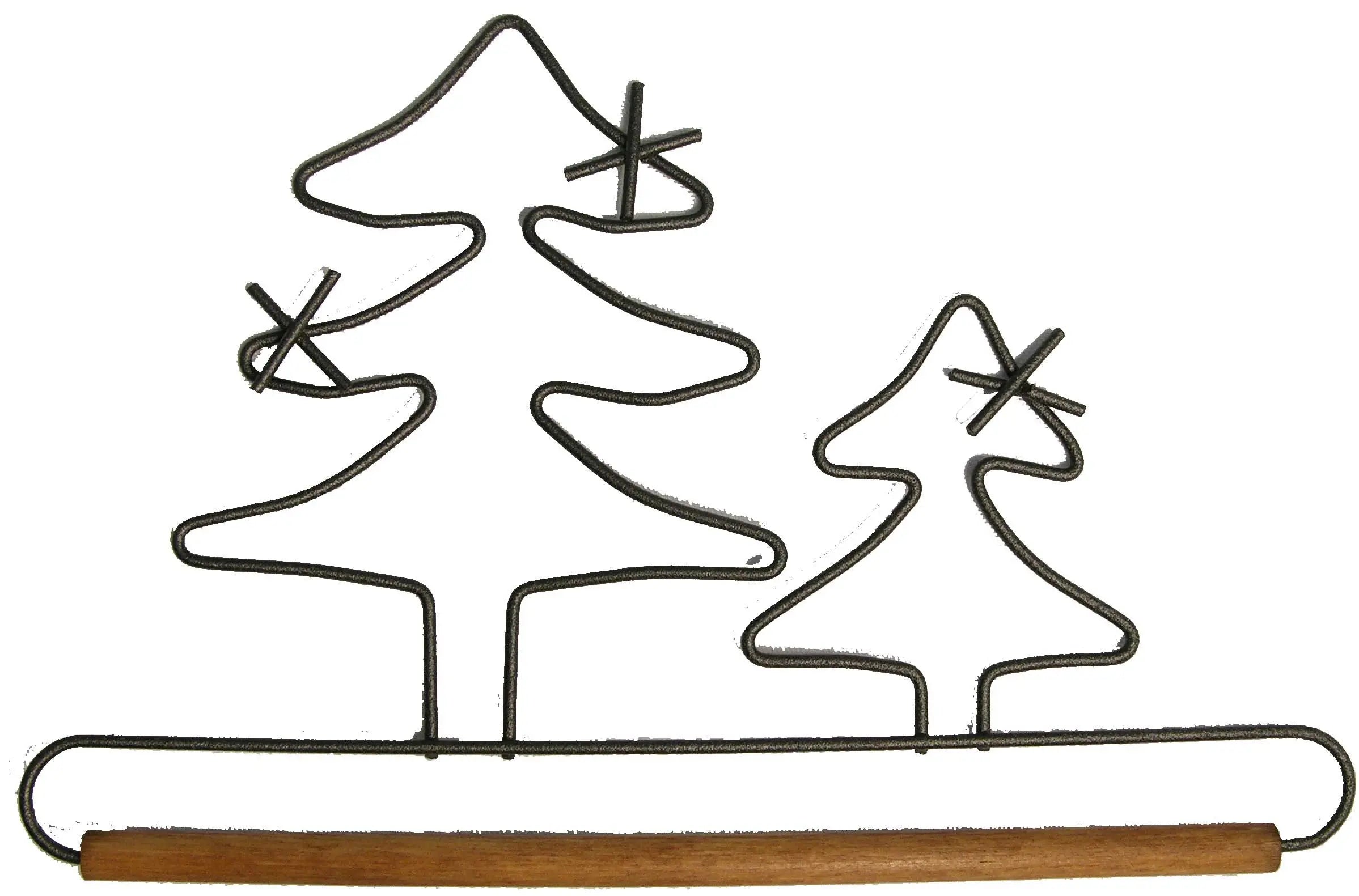 6in Evergreen Hanger With Stained Dowel Silver