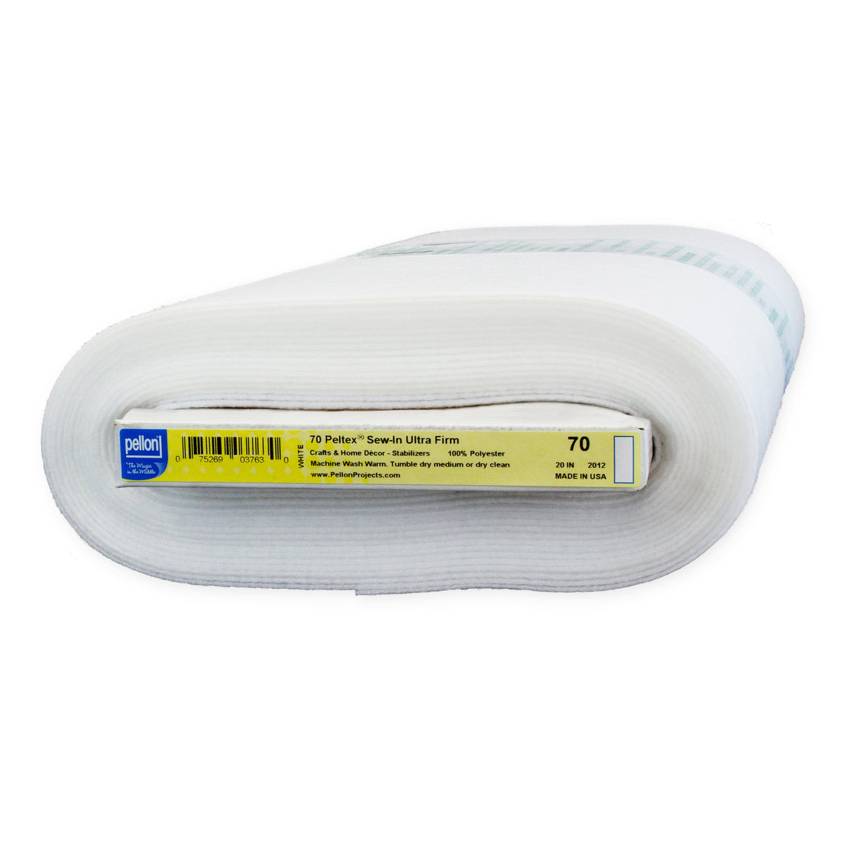 Pellon® 70 Peltex® Ultra-Firm Sew-In Stabilizer 20" x 10 yards Bolt. Color: White.