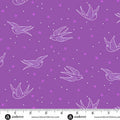 Perfect Day Swallows Purple Cotton 44"/45" Fabric Per Yard