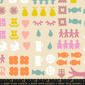 Paper Cuts 2 Parchment Natural Icons Ephemera Cotton 43"/44" Fabric Per Yard