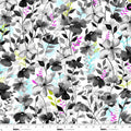 White Watercolor Floral 44"/45" Cotton Fabric Per Yard