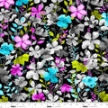Black Watercolor Floral 44"/45" Cotton Fabric Per Yard
