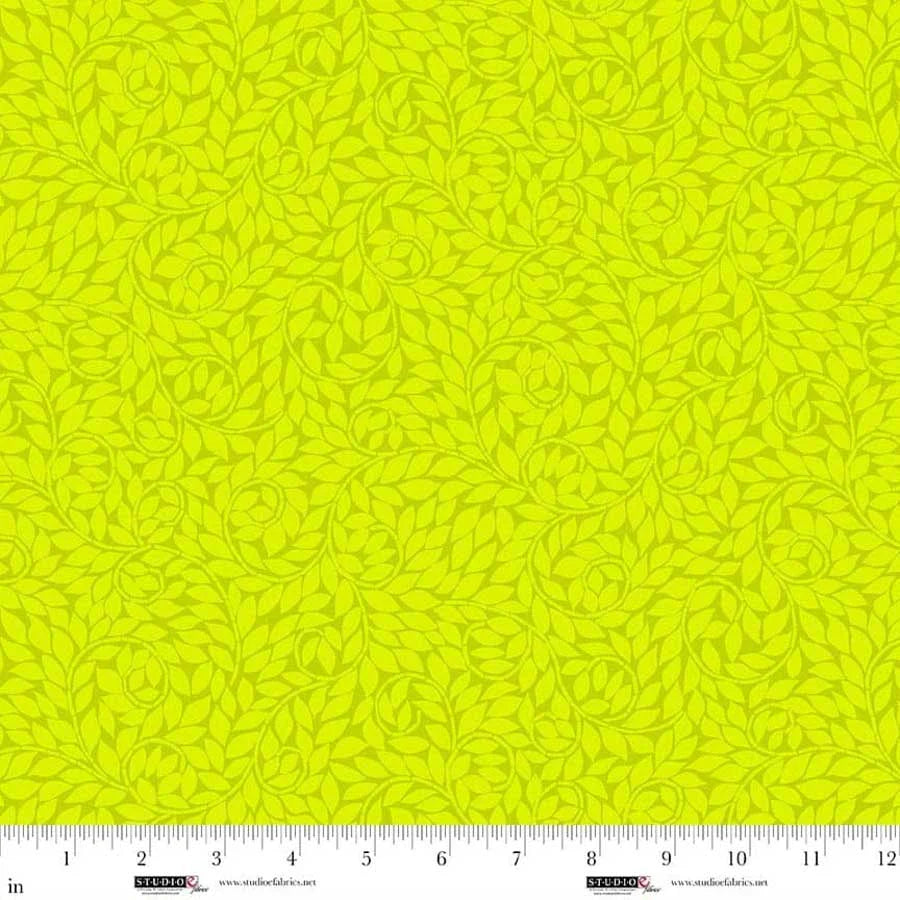 Lime Leaf Scroll 44"/45" Cotton Fabric Per Yard