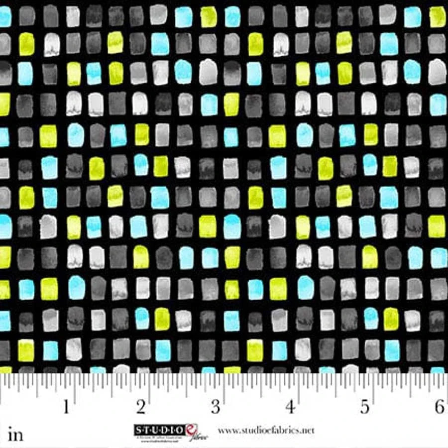 Black Mini Tiles 44"/45" Cotton Fabric Per Yard