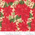 Holiday Cheer Natural Vintage Poinsettia Florals 44"/45" Cotton Fabric Per Yard