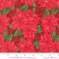 Holiday Cheer Cardinal Vintage Poinsettia Florals 44"/45" Cotton Fabric Per Yard