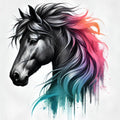 A Charcoal Horse Fabric Panel 2