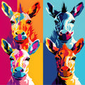 Abstract Animals Pop Art Giraffes Fabric Panel