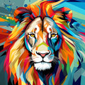 Abstract Animals Pop Art Lion Fabric Panel