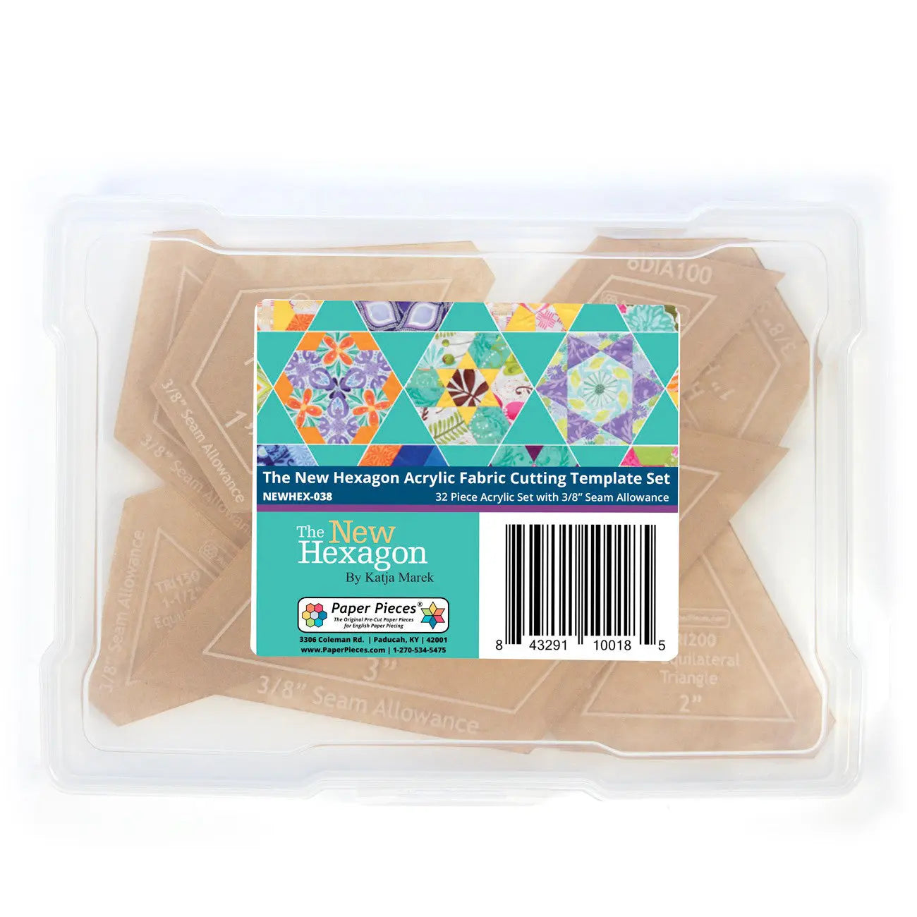 Acrylic Fabric Cutting Template Set of Hexagons 32pc