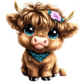 Adorable Highland Cows Fabric Panel 12