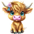 Adorable Highland Cows Fabric Panel 14