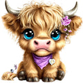 Adorable Highland Cows Fabric Panel 45