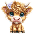 Adorable Highland Cows Fabric Panel 47