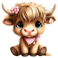 Adorable Highland Cows Fabric Panel 60