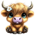 Adorable Highland Cows Fabric Panel 64
