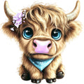 Adorable Highland Cows Fabric Panel 7