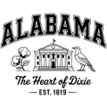 Alabama Black and White Fabric Panel