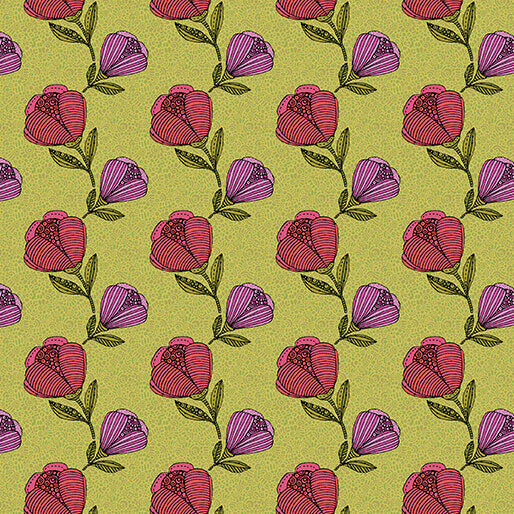 Alluring Peacock - Pebble Floral - Lime 44" / 45" Fabric Per Yard