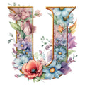 Alphabet Flowers Fabric Panel 17